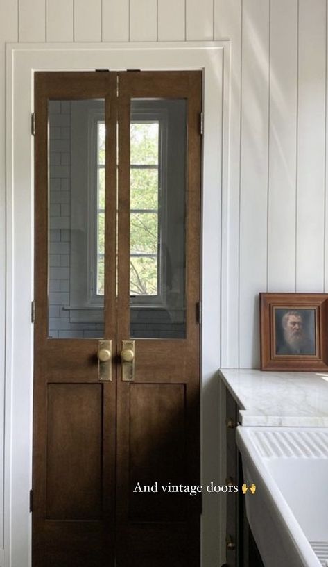 Salt Box Front Door, Accent Pantry Door, Antique Bifold Doors, Wood Cabinets Marble Countertops, Double Pantry Door, Antique Door For Pantry, Arched Wood Pantry Door, Antique Sliding Pantry Door, Vintage Pantry Door