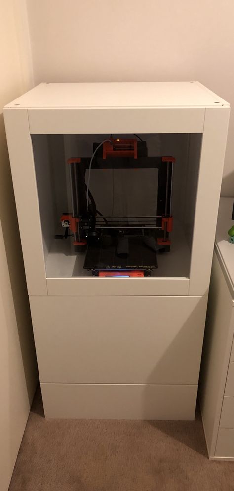 I’ve been using the Lack enclosure for my 3d printer, but recently received a MMU2S, and realised that there wasn’t enough space in the… Ikea 3d Printer Enclosure, 3d Printing Enclosure, 3d Printer Organization, 3d Printing Organization, Make 3d Printer, 3d Printer Enclosure, Printer Storage, 3d Tiskárna, Printer Cabinet