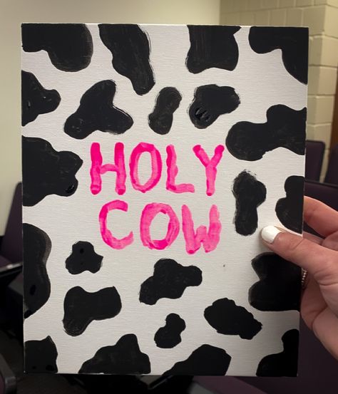 #painting #cow #sorority #custom Easy Country Painting Ideas, Easy Painting Ideas On Canvas Western, Country Painting Ideas On Canvas, Painting Ideas On Canvas Country, Country Paintings Easy, Easy Country Paintings On Canvas, Strawberry Cow Painting, Western Paintings Canvases, Easy Western Paintings