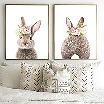 Bunny Rabbit Nursery, Bunny Wall Art, Nursery Interior, Rabbit Nursery, Bunny Nursery, Playroom Wall Decor, Wall Canvas Painting, Rabbit Print, Animal Canvas