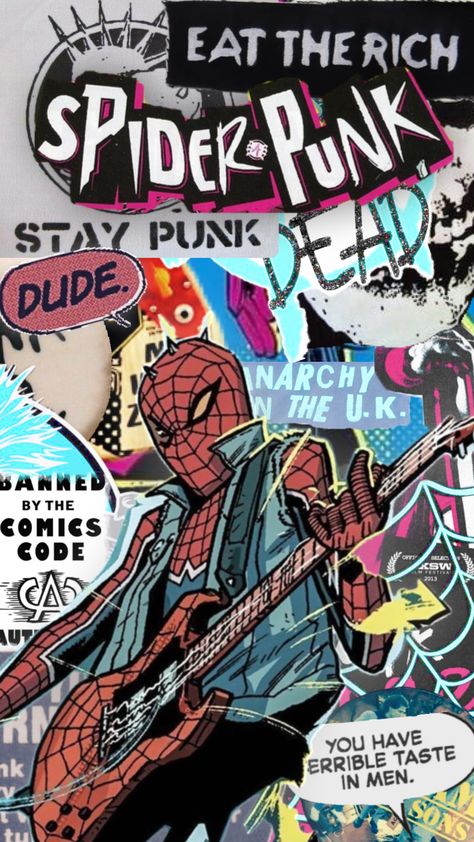 Punk Collage, Spiderman Painting, Spiderman And Spider Gwen, Spiderman Art Sketch, 1080p Anime Wallpaper, Spiderman Pictures, Spider Gwen, Spider Woman, Spiderman Art