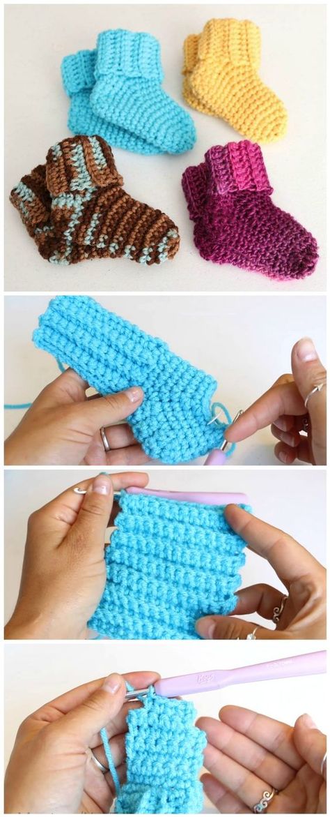 Fast and Easy Baby Socks Crochet Tutorial - Yarnandhooks Baby Socks Crochet, Crocheted Socks, Baby Socks Pattern, Socks Crochet, Crochet Baby Socks, Baby Socks Knit, Amigurumi Knitting, Crochet Socks Pattern, Tutorial Amigurumi