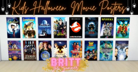 Halloween Posters | Britt The Simmer on Patreon Sims 4 Cc Halloween Patreon, Poster Cc Sims 4 Patreon, Simlish Posters Sims 4, Sims 4 Halloween Party Mod, Sims 4 Cc Halloween Decor Patreon, Halloween Movie Poster, Halloween Party Poster, Halloween Posters, Holiday Wall Decor