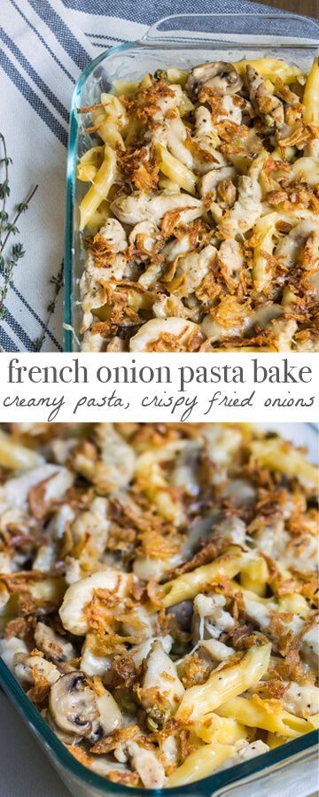 French Onion Pasta Bake - A warm and cozy meal reminiscent of French onion soup! Recipe via http://MonPetitFour.com French Onion Soup Pasta Bake, Best Pasta Bake Recipe, Pasta Bake Recipes, Pasta Mushroom, French Onion Pasta, Onion Pasta, French Dinner, Onion Soup Recipe, Baked Penne