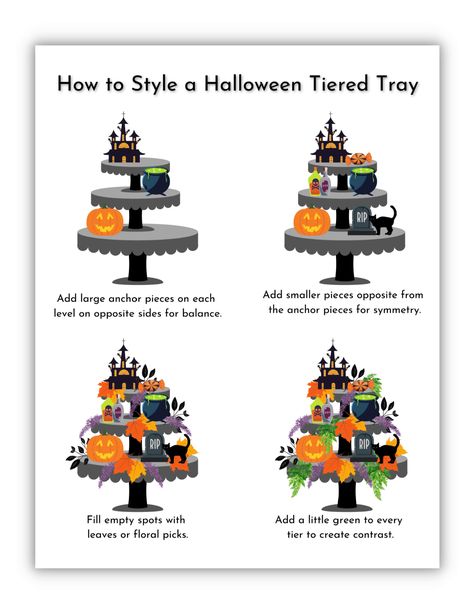 Halloween 3 Tier Tray, Halloween Teared Tray, Tired Tray Decor Halloween, Tiered Tray Birthday Decor, Halloween 3 Tiered Tray Decor, Halloween Tiered Tray Ideas, Halloween Kitchen Ideas, Tiered Tray Ideas, October Images