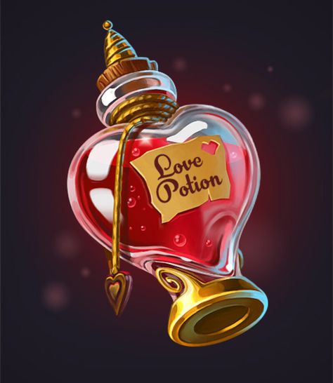 Magic Potion Bottles Drawing, Potions Art, Potion Art, Heart Shaped Bottle, Magical Objects, Healing Potion, Magic Potions, Bottle Drawing, Props Concept