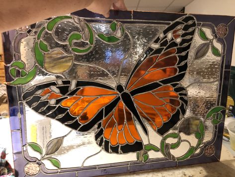 Monarch Butterfly Stained Glass Pattern, Stained Glass Monarch Butterfly, Stain Glass Butterflies, Butterfly Glass Painting, Butterfly Stained Glass Pattern, Cursed Aesthetic, Butterfly Stained Glass, Stained Glass Tattoo, Diy Stained Glass Window