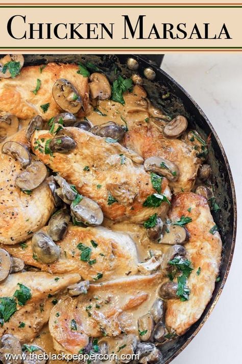 Chicken Marsela, Peppercorn Chicken, Chicken Breast Cutlets, Creamy Chicken Marsala, Le Crueset, Southern Recipes Desserts, Dutch Oven Chicken, Marsala Recipe, Breaded Chicken Cutlets