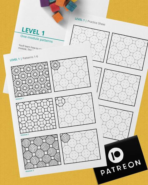 Mandala Grid Pattern, Zentangle Step Out Patterns, Full Page Doodle Pattern, Zentangle Grid Patterns Step By Step, Amaze Zentangle Pattern, Easy Patterns To Draw, Paper Art Tutorial, Geometric Patterns Drawing, Octagon Pattern