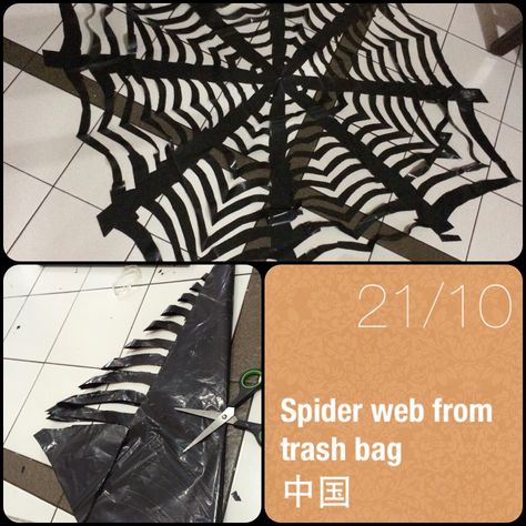 Trash Bag Spider Web, Trash Bag Spider, Diy Spider Costume, Diy Spider, Black Bin, Spider Costume, Diy Halloween Projects, Costume Women, Trash Bag