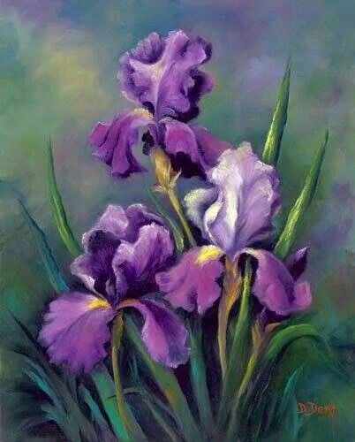 Iris Painting, Full Time Artist, Italian Painters, Iris Flowers, Flower Art Painting, Jolie Photo, Irises, Teaching Art, Oil Pastel