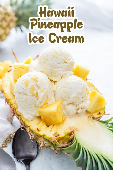 Learn how to make this Easy Pineapple Ice Cream using just 4 ingredients! There is no machine or ice cream maker needed, all you must do is mix the ingredients! This Pineapple Ice Cream is sweet, delicious, and creamy! Yonana Recipes, Pineapple Ice Cream Recipe, Jello Frosting, Soft Serve Ice Cream Recipes, Cool Desserts, Homemade Ice Cream Recipes Machine, Frozen Treats Recipes, Best Homemade Ice Cream, Dessert Taco