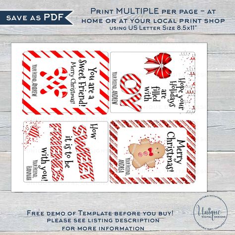 Candy Cane Tags Christmas Favors for Kids Editable Christmas - Etsy Ireland Christmas Favors For Kids, Candy Cane Tags, Candy Cane Gifts, Class Gifts, Christmas Craft Show, Joy Cards, Christmas Thank You, Christmas Favors, Classroom Gifts