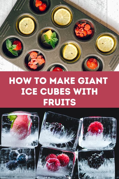 Making jumbo ice cubes with fruits or herbs is easy, with these 4 simple steps. They can be added to your cocktails, water or sangria pitchers, etc. Prosecco Ice Cubes, Americano Recipe, Fruit Cubes, Wine Ice Cubes, Sangria Pitcher, Negroni Recipe, Cider Sangria, Brunch Desserts, Sparkling Cider