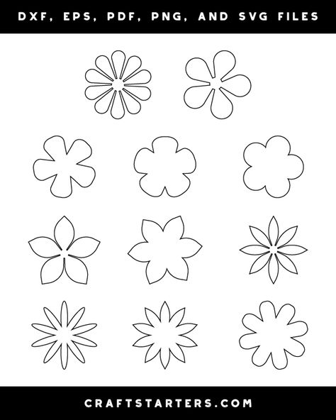 Felt Flower Template Simple Flower Shapes To Draw, Simple Flower Design Pattern, Flower Outline Drawing Simple, Flower Patterns Template, Simple Flower Outline, Printable Flower Pattern, Basic Flower, Felt Flower Template, Flower Stencil Patterns