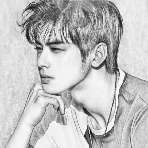 Drawing Cha Eun Woo, Cha Eun Woo Art Drawing, Cha Eun Woo Sketch Drawing, Cha Eunwoo Drawing, Eunwoo Sketch, Cha Eun Woo Sketch, Cha Eun Woo Drawing, Cha Eunwoo Fanart, K Pop Drawings