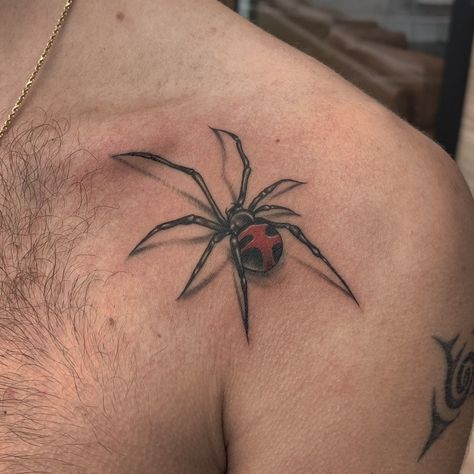 Spider Tattoo On Shoulder, Red Spider Tattoo, Black Widow Spider Drawing, Black Widow Drawing, Black Widow Spider Tattoo, Widow Tattoo, Black Widow Tattoo, Red And Black Spider, Meaningful Tattoo Quotes