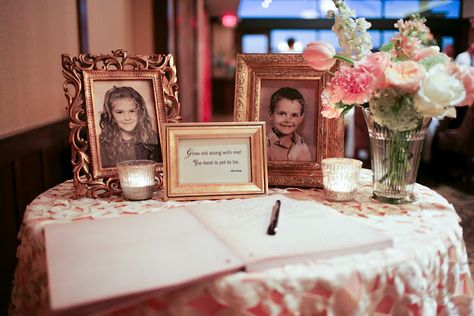 Adorable idea-childhood pictures at the guestbook table. Maybe with an engagement photo between them? Wedding Reception Entrance, Reception Entrance, Childhood Pictures, Wedding Ceremony Signs, Guest Book Table, Card Table Wedding, Ceremony Signs, Wedding Quotes, Guest Books