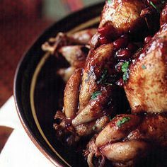 Quail in Pomegranate Sauce Recipe - Saveur.com Quail Recipes, Pomegranate Sauce, Pomegranate Recipes, Indian Foods, Wild Game Recipes, Game Birds, Wild Game, Game Food, Poultry Recipes