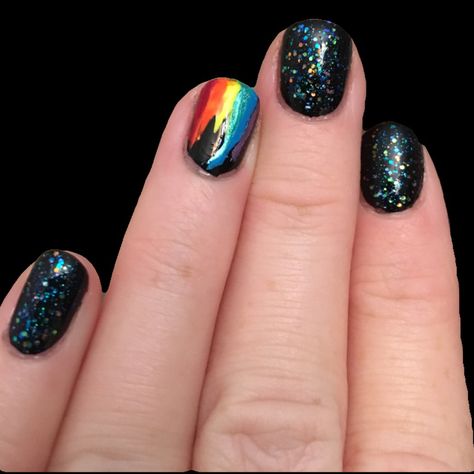 Rainbow nail art pride nails black glitter nails Pride Nails Black, Nail Art Pride, Glitter Rainbow Nails, Nails With 3d Flowers, Black Glitter Nails, Pride Nails, Black Nails With Glitter, Rainbow Nail Art, Rainbow Nail