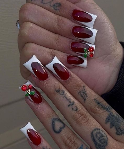 Red Nails Jewels, Red Exotic Nails, Almond Nails French Tips, Red Nails Halloween, Black Nails Simple, Pink Nails Fall, Halloween Nails Pink, Gel Nails Almond, Nail Polish Green