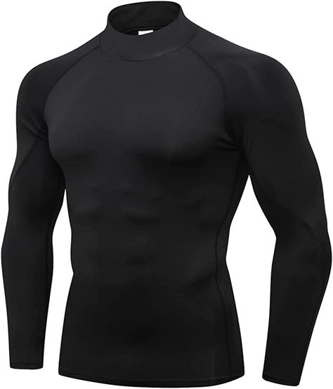 High Collar Shirts, Compression Shirts, Compression T Shirt, Stylish Winter Outfits, Mens Compression, Long Sleeve Workout, Turtleneck Shirt, Gym Tops, Compression Shirt