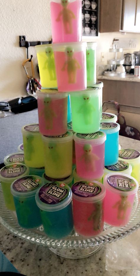 Alien Party Favors, Glow Space Party, Space Alien Birthday Party, Xenomorph Birthday Party, Area 51 Party Ideas, Xfiles Theme Party, Space Alien Party, Alien Bday Party, Area 51 Birthday Party Ideas