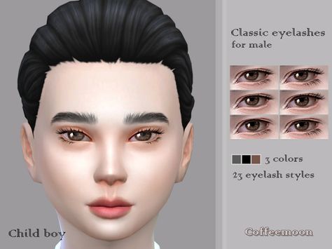 Classic eyelashes for male (Child) - The Sims 4 Catalog Ts4 Cc Male Eyelashes, Sims 4 Child Eyelashes, Retro Eyeliner, Classic Eyelashes, Ts4 Accessories, Sims 4 Free Mods, The Sims 4 Pack, Eyelash Styles, Sim4 Cc