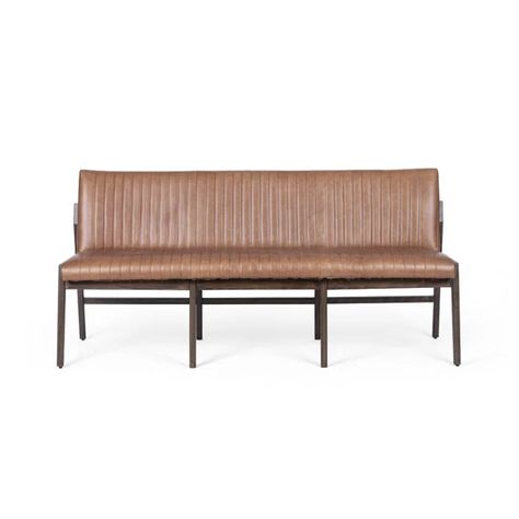 Tolliver Genuine Leather Upholstered Bench Wood Banquette, Dining Bench With Back, Leather Dining Bench, Banquette Dining, Banquette Bench, Upholstered Banquette, Upholstered Dining Bench, Bench With Back, Round Sofa