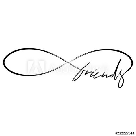 Stock Image: Friends in infinity shape - lovely lettering calligraphy quote. Handwritten friendship day tattoo, ink design or greeting card. Modern vector art. Infinity Tattoo Friendship, Friendship Calligraphy, Infinity Cards, Infinity Card, Friendship Words, Birthday Cards For Girlfriend, Calligraphy Quote, Letter Ideas, Text Tattoo