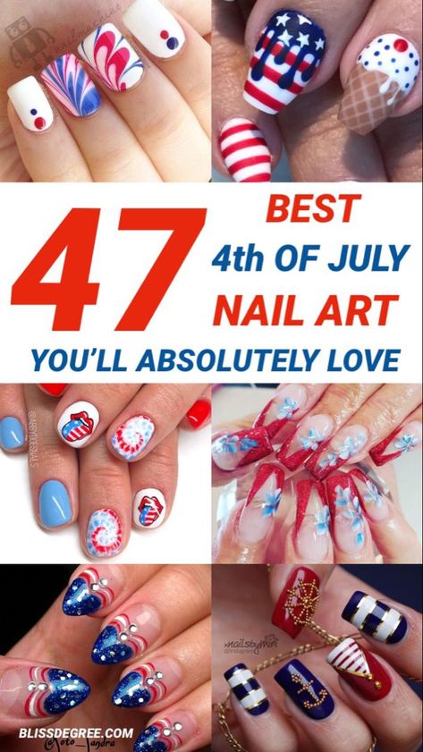 Let celebrate this year Fourth of July with these 47 Patriotically Chic Fourth of July Nail Art Designs. June Nails Ideas, Nails June, White Summer Nails, Patriotic Nails Design, Pineapple Nails, Disney Nail Designs, June Nails, Patriotic Nails, Cute Summer Nail Designs