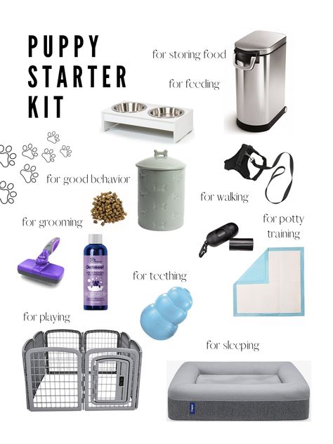 This saved me when I brought my Goldendoodle puppy home! Click on the image to shop! Dog Starter Kit List, Puppy Go Home Bag Ideas, Puppy Stuff Accessories, Puppy Must Haves, Puppy Necessities, Dog Room Design, Aesthetic Puppy, Puppy Products, Puppy Essentials