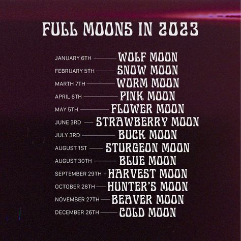 full moons in 2023 Sturgeon Moon, Cold Moon, Strawberry Moons, December 26th, Wolf Moon, Pink Moon, Harvest Moon, Blue Moon, Full Moon