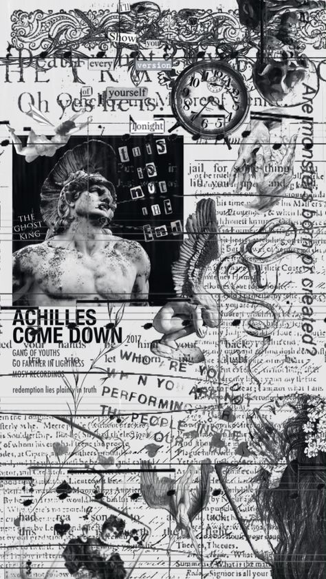 Achilles Come Down -Gang of Youths #animatedshuffle #music #greek #achilles #icarus #blackandwhite #monochrome #dramatic #poetry #quotes #emo #skull Greek Achilles, Gang Of Youths, Emo Skull, Poetry Quotes, Art Sketches, Art Wallpaper, Good Music, Create Yourself, Iphone Wallpaper