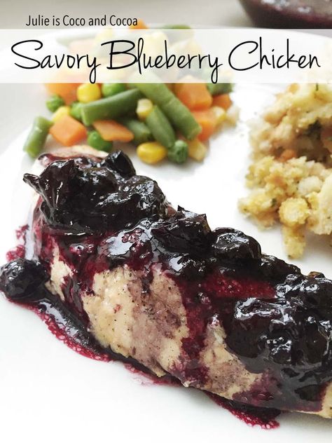 Savory Blueberry Sauce - Julie Measures Blueberry Chicken, Caramel Delights, Blueberry Compote, Blueberry Sauce, Walnut Salad, Savory Chicken, Sauce For Chicken, Savory Sauce, Blueberry Recipes