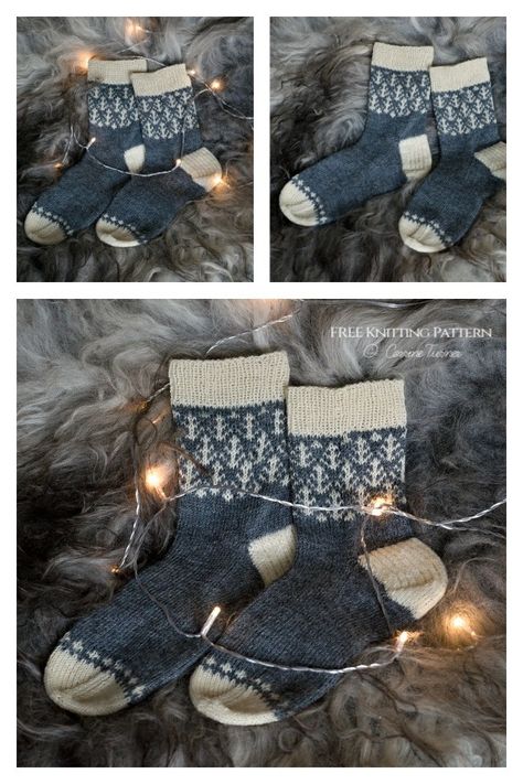 Into the Winter Woods Socks Free Knitting Pattern Christmas Sock Knitting Patterns Free, Winter Socks Knitting Pattern, Mens Knit Socks Free Pattern, Knit Sock Pattern Free, Wool Socks Pattern, Socks Free Knitting Pattern, Christmas Socks Pattern, Knitting Creations, Knitted Socks Free Pattern