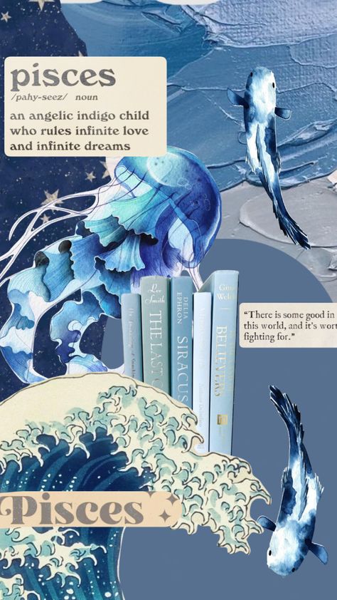 #pisces #piscesaesthetic #watersign #ocean #blue #zodiac #zodiacsign #collage #shuffleslay #followforfollow Blue Pisces Aesthetic, Pisces Aesthetic Wallpaper For Laptop, Pieces Zodiac Wallpaper Aesthetic, Pieces Aesthetic Zodiac, Pieces Zodiac Wallpaper, Pisces Aesthetic Art, Pisces Collage, Pisces Aesthetic Wallpaper, Aesthetic Pisces