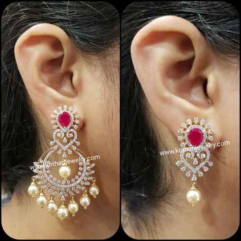 Detachable Diamond Chandbali Earring Chandbali Earrings Gold Latest, Diamond Chandbali, Chandbali Earrings Gold, Indian Diamond Earrings, Earrings Chandbali, Diamond Earrings Indian, Chand Bali, Diamond Gold Earrings, Indian Diamond Jewellery