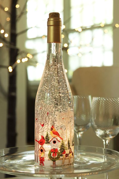 Christmas wine bottle craft