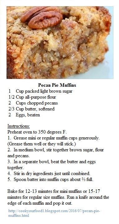 Desserts Recipes Easy, Pecan Muffins Recipe, Pecan Desserts Recipes, Pecan Pie Muffins, Batch Baking, Pie Muffins, Pecan Desserts, Beautiful Universe, Dump Cakes