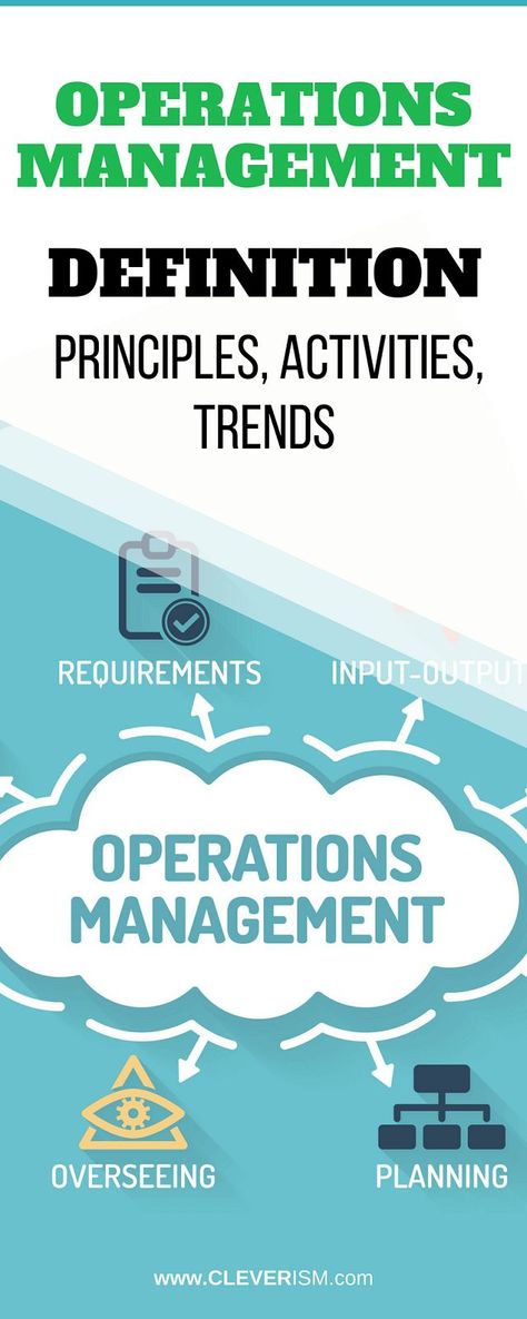 Operations Management: Definition, Principles, Activities, Trends. Since all companies have operations, i.e. certain ways to create an optimal output from various input sources, whether it be manufacturing physical products or offering services, it is good to be familiar with the basics of managing these operations. Especially as mastering these basics can directly support your business goals. #cleverism #operationsmanagement Operational Management, Organizational Development, Teaching Lessons Plans, Operations Manager, Feelings Wheel, Kingdom Woman, Operational Excellence, Picture Quote, Management Books