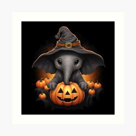 Get my art printed on awesome products. Support me at Redbubble #RBandME: https://www.redbubble.com/i/art-print/Kawaii-Elephant-Halloween-Halloween-pumpkin-by-Niktarka/154147674.1G4ZT?asc=u Kawaii Elephant, Elephant Halloween, Pumpkin Art, Halloween Halloween, A Pumpkin, Tag Art, Wall Art Designs, Cotton Paper, Halloween Themes