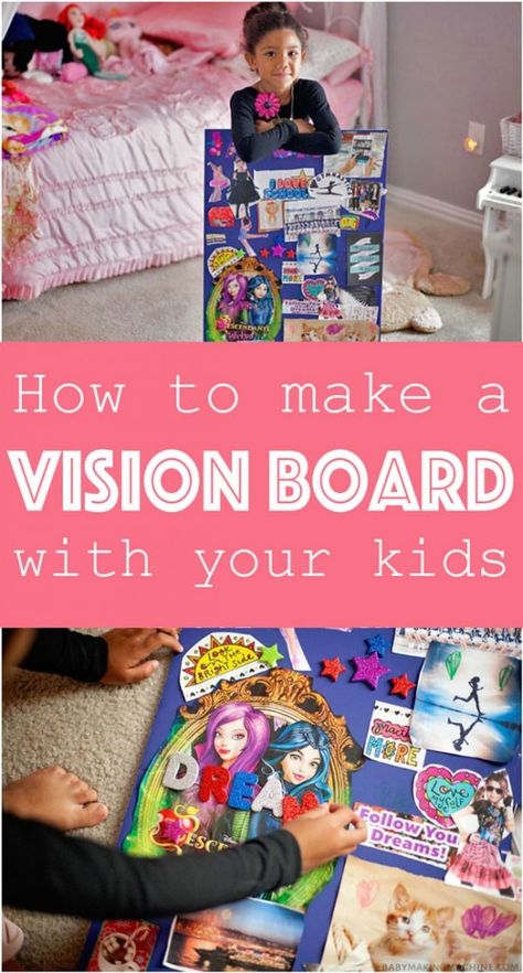 Vision Boards for Kids: Help Your Children Follow Their Dreams What a fun and creative idea! Great for mommy/daughter bonding time. Vision Boards For Kids, Making Vision Boards, Kids Vision Board, Make A Vision Board, Vision Board Party, Making A Vision Board, Board For Kids, A Vision Board, Creating A Vision Board