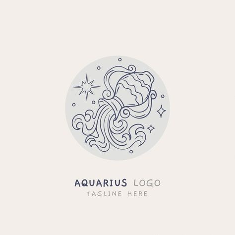 Aquarius Drawing Art, Aquarius Flash Tattoo, Aquarius Tattoo Stencils, Aquarius Design Tattoo, Aquarius Logo Design, Aquarius Line Art, Aquarius Drawing Easy, Aquarius Symbol Art, Aquarius Aesthetic Tattoo