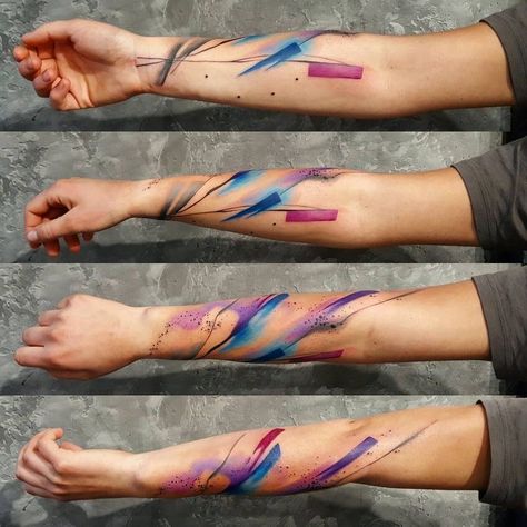 Watercolor Tattoo Sleeve, Brush Tattoo, Abstract Tattoo Designs, Muster Tattoos, Tattoo Graphic, Arm Band Tattoo, Tatuaje A Color, Different Tattoos, Best Sleeve Tattoos