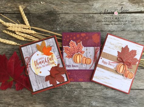 Su Gather Together Cards, Stampin Up Gather Together, Thankful Cards, Thanksgiving Cards Handmade, Handmade Cards Diy, Autumn Cards, Thanksgiving Card, Gather Together, Leaf Cards