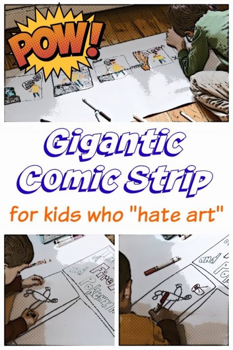 Inspire your reluctant artists with a giant comic strip art project. Comic Writing, Comic Book Crafts, Comic Strip Art, Superhero Craft, Book Door, Strip Art, Superhero Crafts, Teen Programs, Summer Reading Program