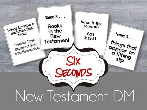 Six Seconds Doctrinal Mastery New Testament Game - LDS Seminary Class - Printable - 6 seconds - Scripture Study Tool - Mormon Version by PinkTypewriterInk on Etsy Seminary Doctrinal Mastery Games, Doctrinal Mastery Games Book Of Mormon, Doctrinal Mastery Games, Seminary Games, Covenants Lds, Doctrinal Mastery, Lds Seminary, Spit It Out, Youth Activities