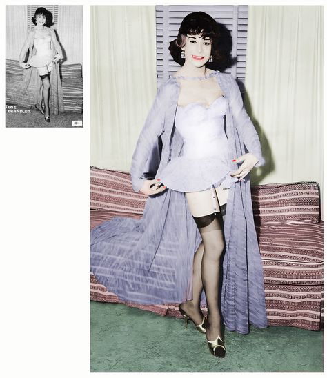 Jean Chandler 1962 from "Letters From Female Impersonators Vol 11" Upscaled, AI enhanced and Colourised Bonnie And Clyde Pictures, Female Impersonators, Holly Willoughby Legs, Tulane University, Female Transformation, Bonnie N Clyde, Holly Willoughby, Stockings And Suspenders, Seductive Clothes