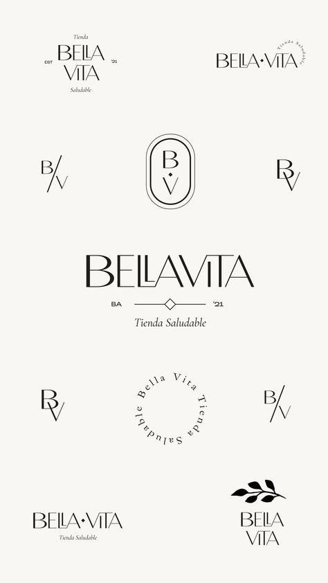 Logo Collection | Branding Identity for Bella Vita, a passion proyect for a natural food shop based at Palermo, Buenos Aires. Packed with a elegant and sophisticated mood, they offer a wide range of national and imported high-end gourmet products. Giving you a new way of eating with unique, exotic and global flavours that now you can get to you home. High End Restaurant Branding, Logo Sophisticated, Bv Logo, High End Logo, Sophisticated Logo Design, Sophisticated Logo, Food Logo Design Inspiration, Jewelry Logo Design, Business Fonts